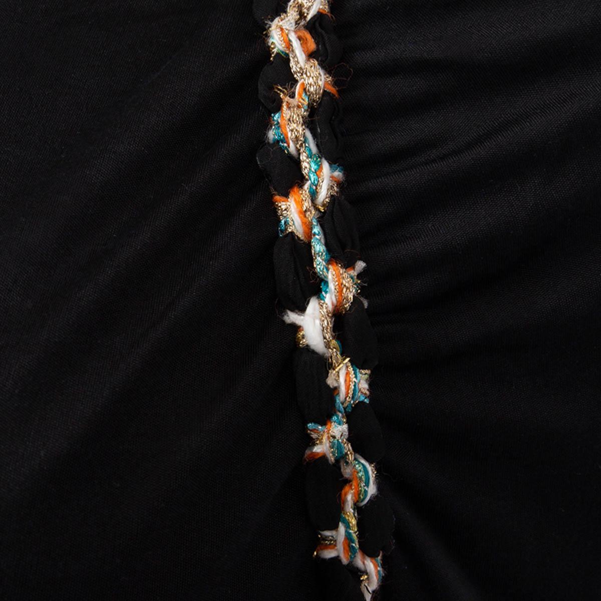 CHANEL black silk 2018 GREECE TWEED TRIM Long Sleeve Shirt 38 S For Sale 2
