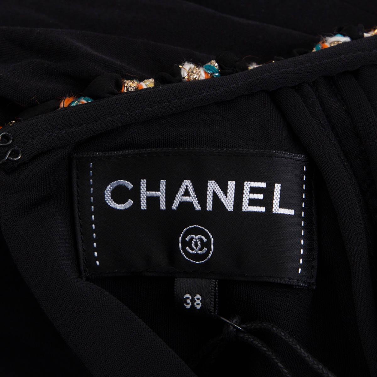 CHANEL black silk 2018 GREECE TWEED TRIM Long Sleeve Shirt 38 S For Sale 4