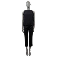 CHANEL black silk 2019 19B RUFFLED Sleeveless Blouse Shirt 38 S