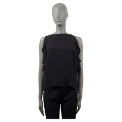 CHANEL black silk 2019 19B RUFFLED Sleeveless Blouse Shirt 38 S