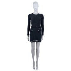 CHANEL black silk 2022 22C DUBAI CONTRAST TRIM KNIT Dress 36 XS