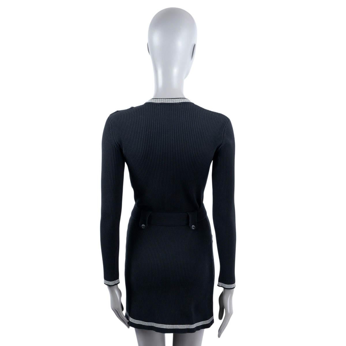CHANEL black silk 2022 22C DUBAI CONTRAST TRIM KNIT Dress 36 XS For Sale 2