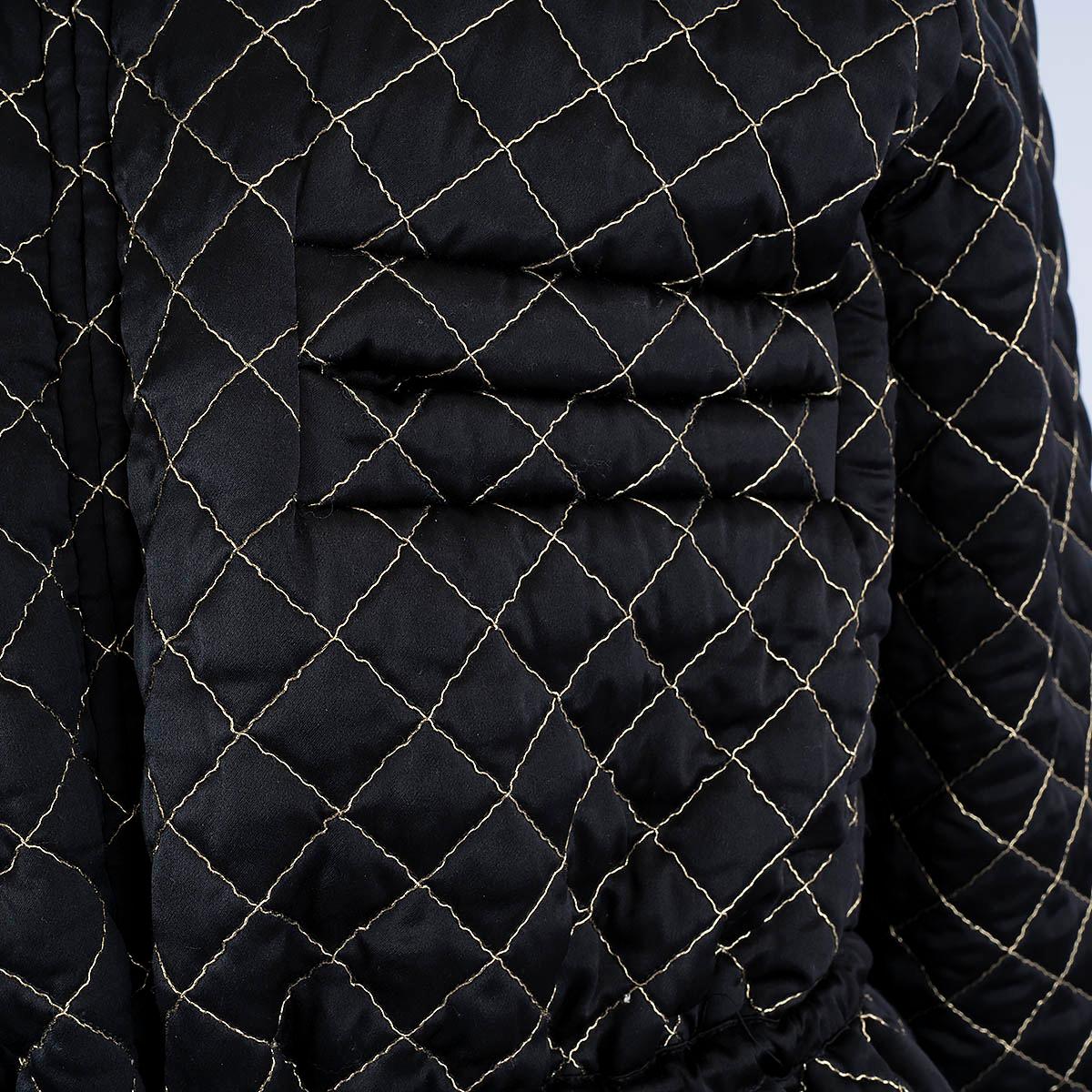 CHANEL black silk blend 2016 16K QUILTED Coat Jacket 36 XS 15A For Sale 3