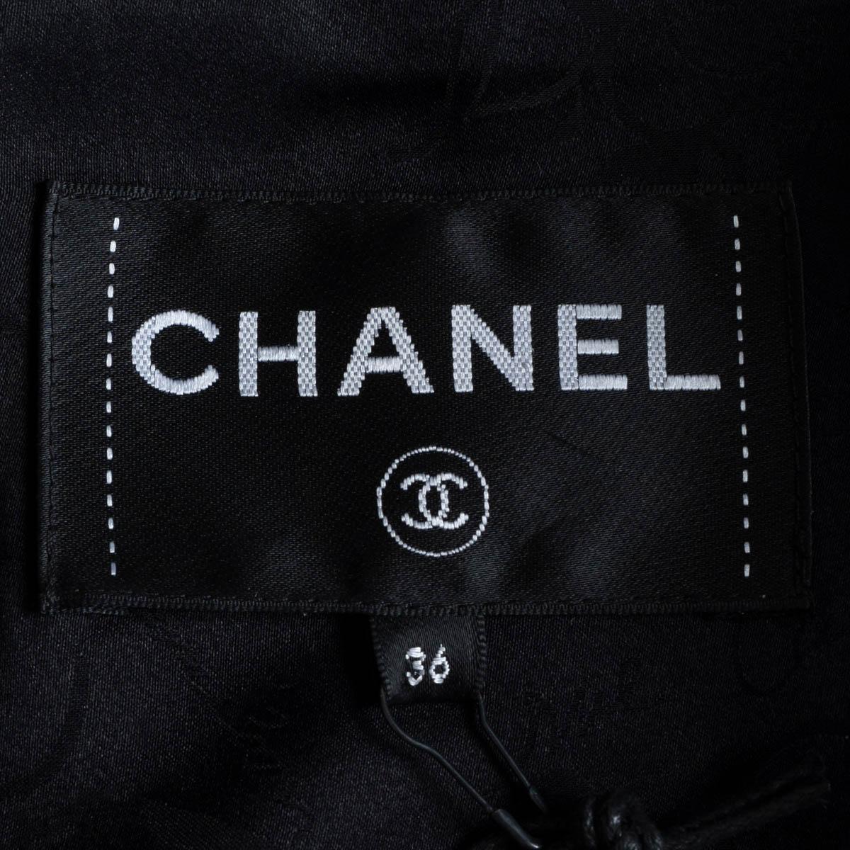 CHANEL black silk blend 2016 16K QUILTED Coat Jacket 36 XS 15A For Sale 5