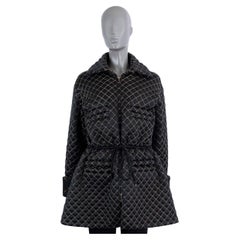 CHANEL black silk blend 2016 16K QUILTED Coat Jacket 36 XS 15A