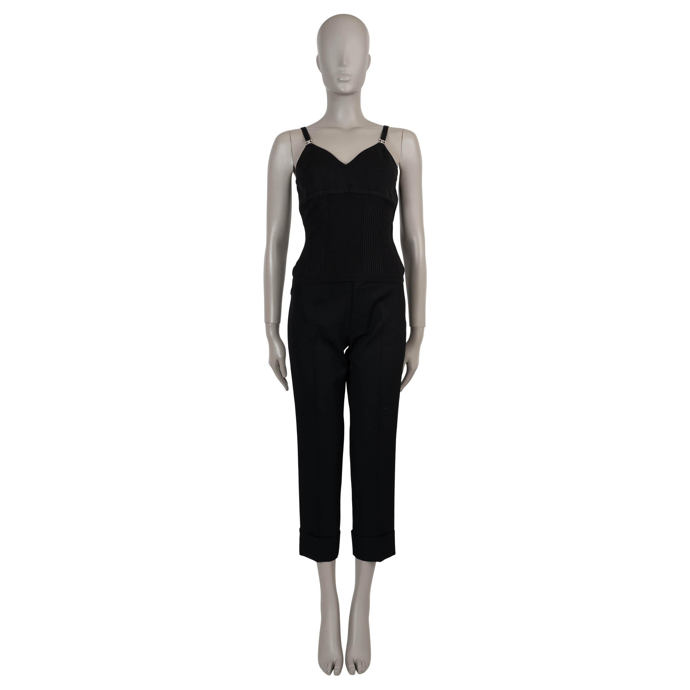 Women's CHANEL black silk blend 20S CRYSTAL CC Tank-Top Shirt 40 M For Sale