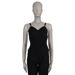 CHANEL black silk blend 20S CRYSTAL CC Tank-Top Shirt 40 M