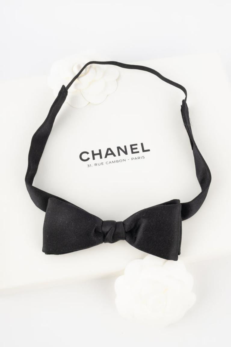 Chanel Black Silk Bow Tie 3