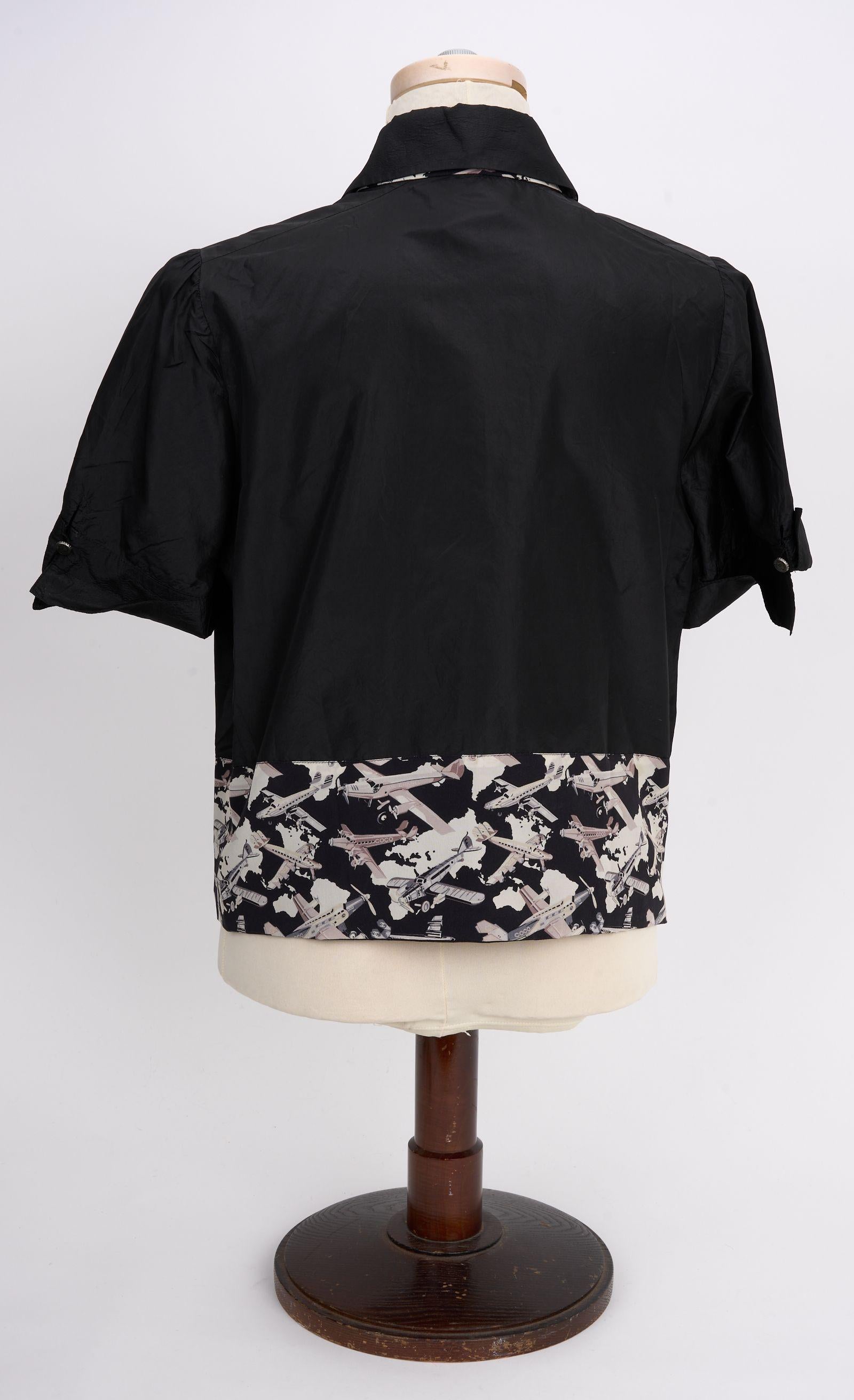 Women's Chanel Black Silk Button Blouse And Sash For Sale