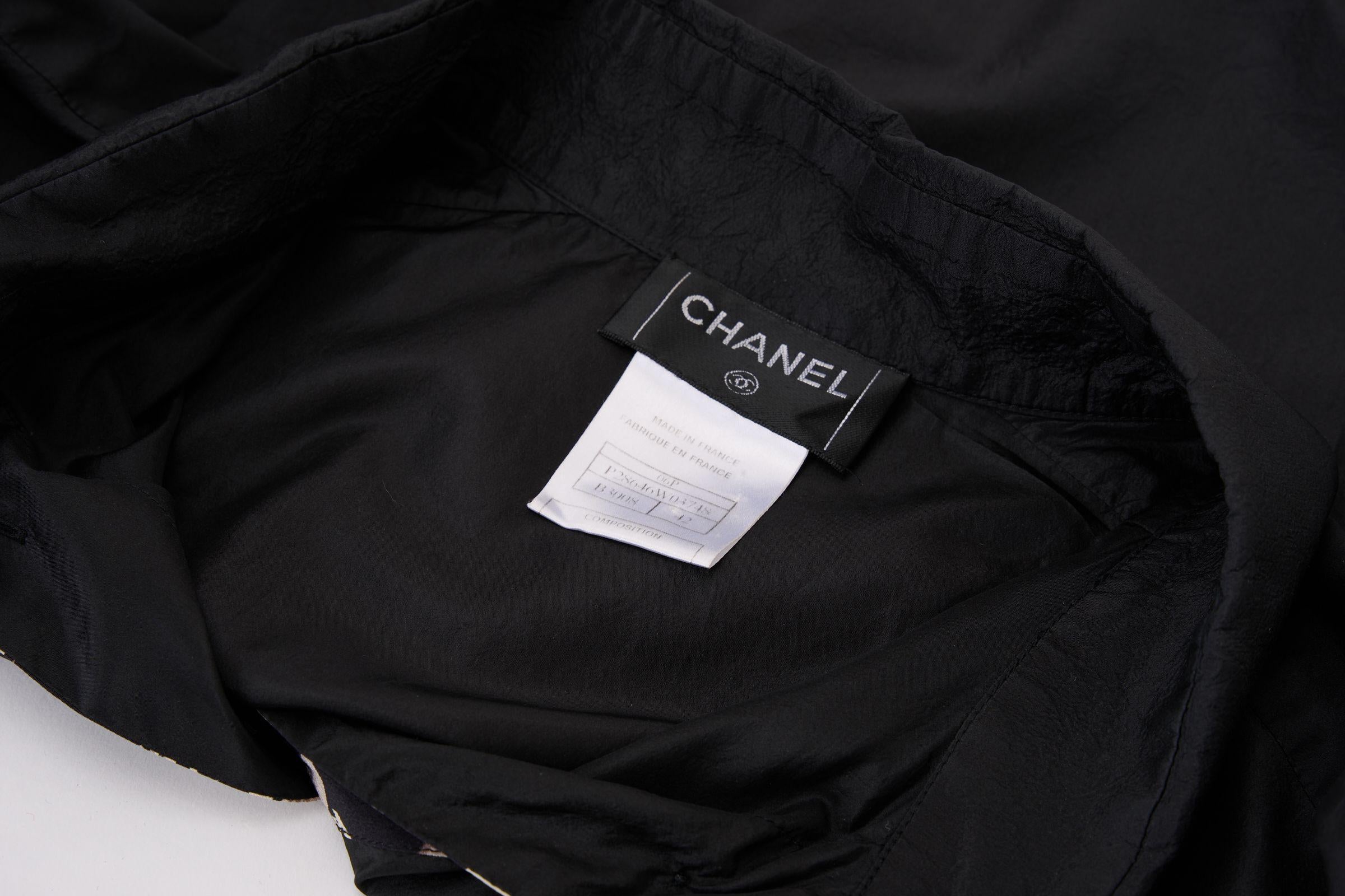 Chanel Black Silk Button Blouse And Sash For Sale 1
