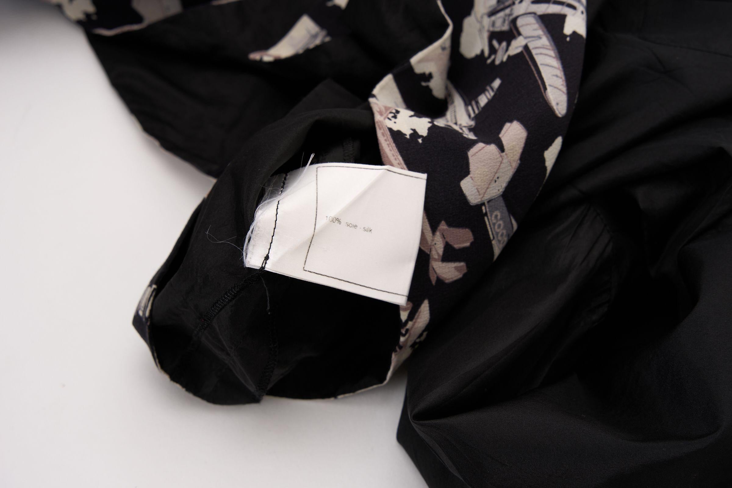 Chanel Black Silk Button Blouse And Sash For Sale 2