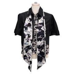 Chanel Black Silk Button Blouse And Sash