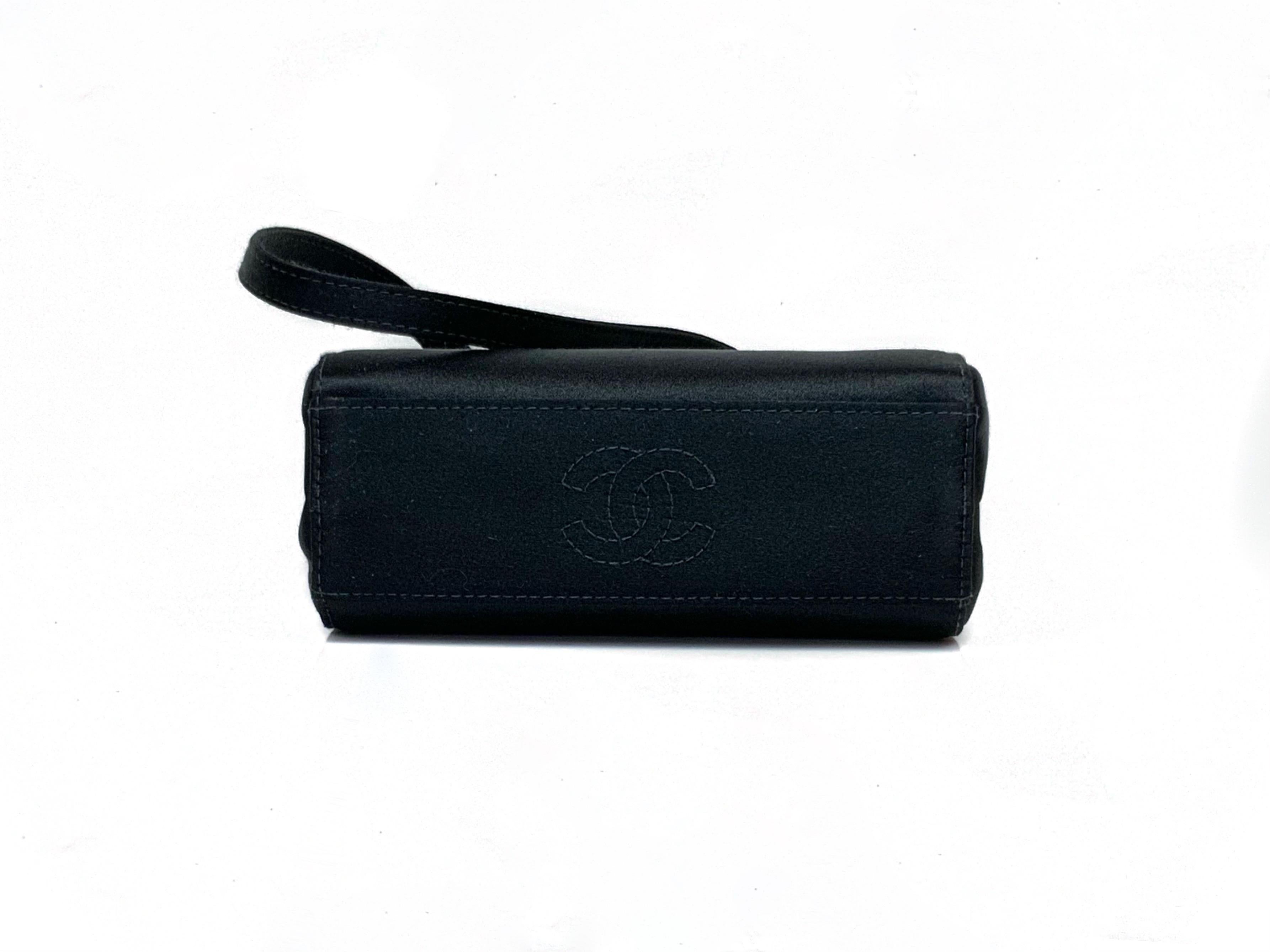 Women's Chanel Black Silk Camellia Evening bag