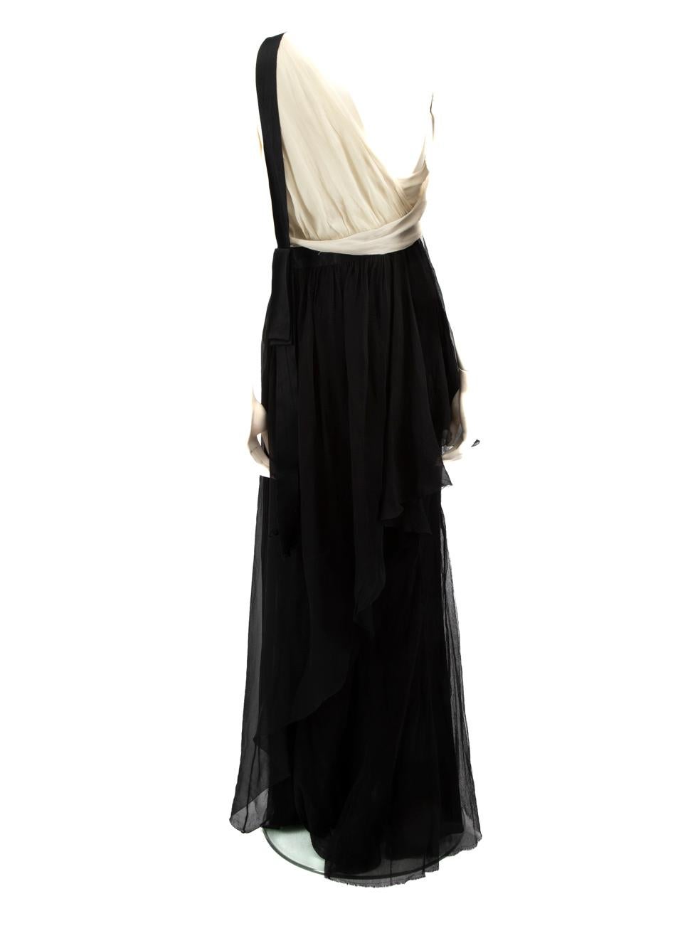 Chanel Black Silk Chiffon Maxi Dress Size XL In Good Condition In London, GB