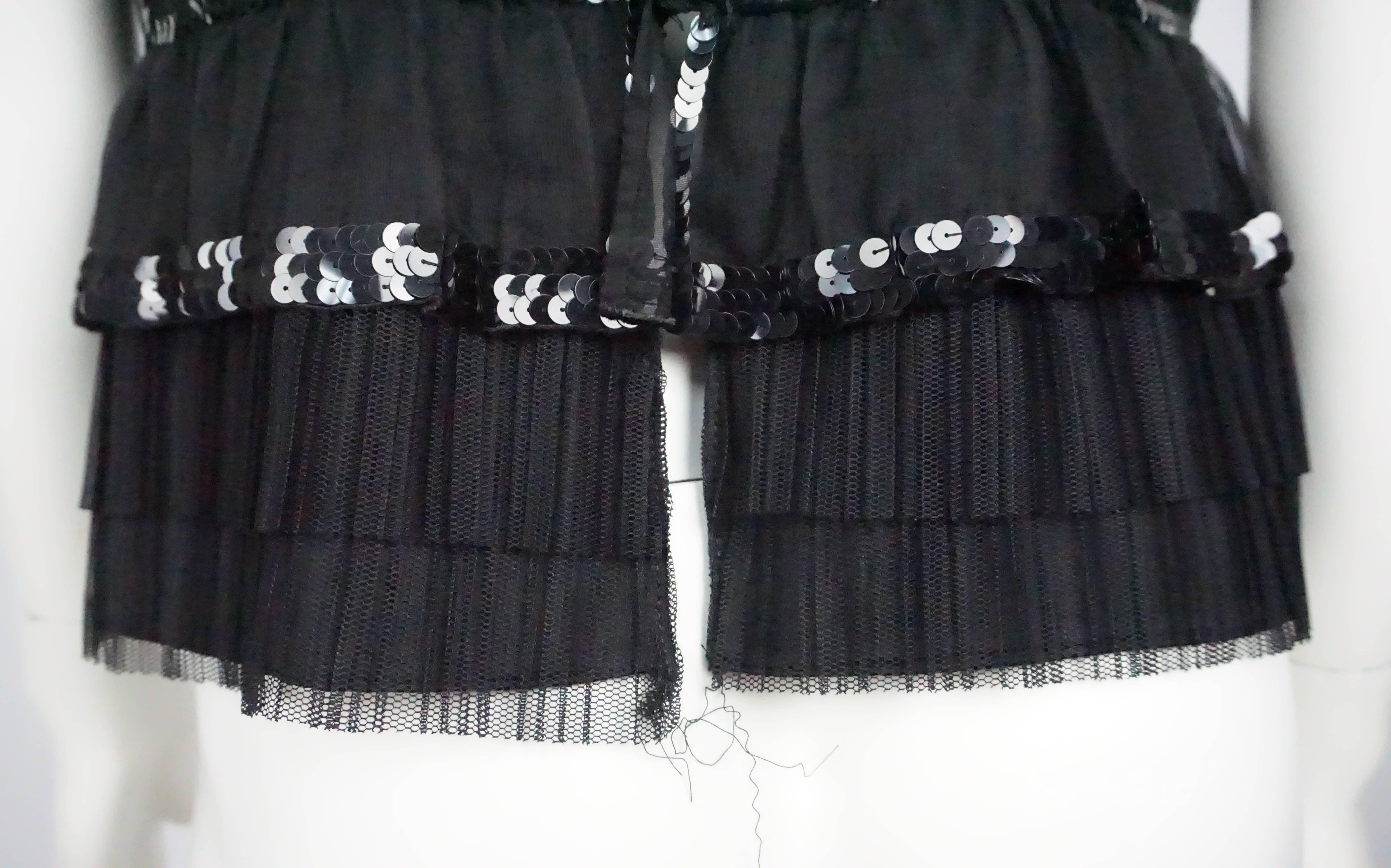 Chanel Black Silk Chiffon Sequin Sleeveless Top  In Excellent Condition For Sale In West Palm Beach, FL