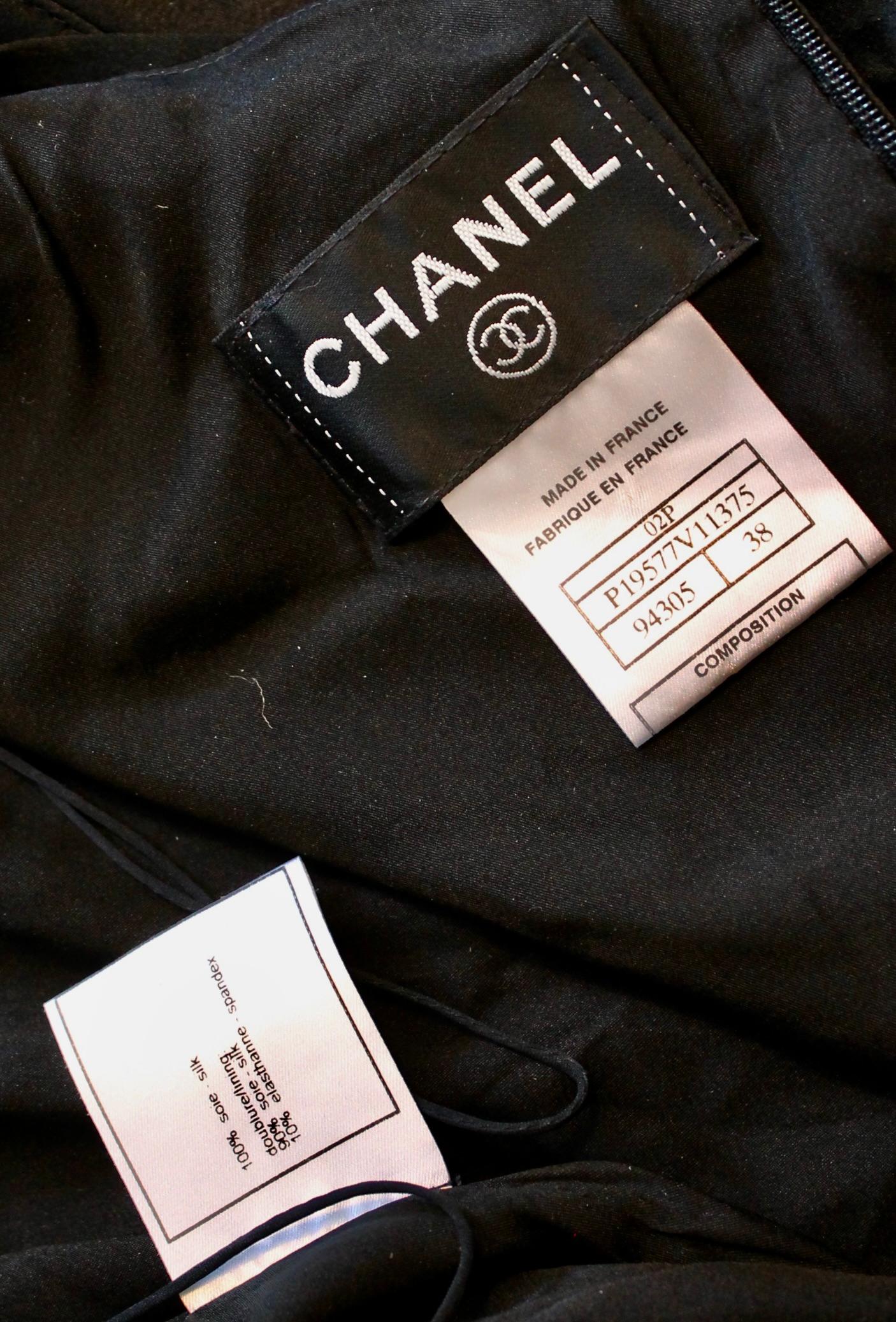 Chanel Black Silk Cocktail Dress For Sale 7