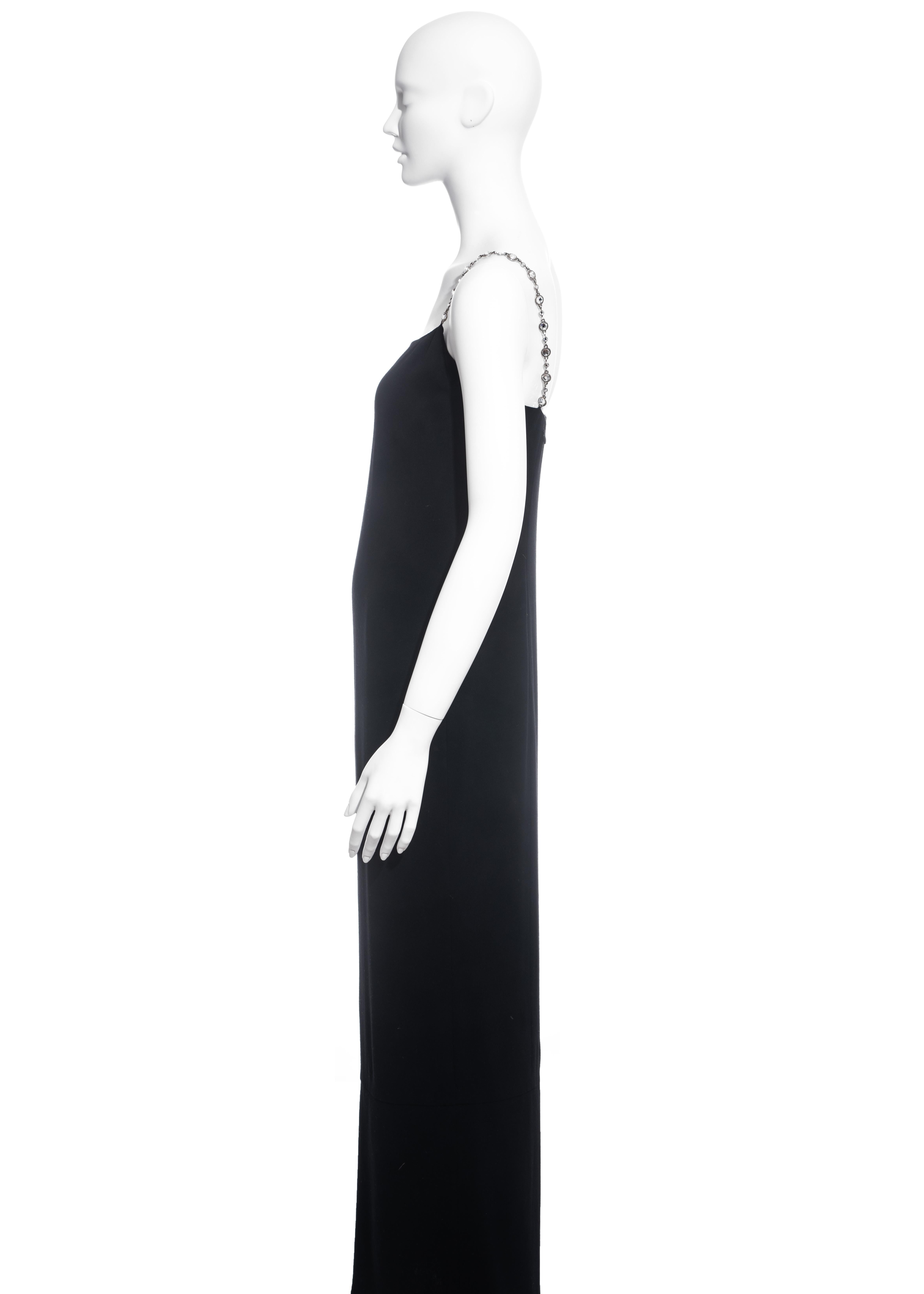 Chanel black silk column dress with crystal shoulder straps, ss 1998 In Excellent Condition In London, GB