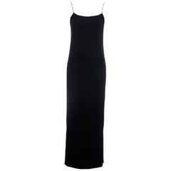 Chanel black silk column dress with crystal shoulder straps, ss 1998
