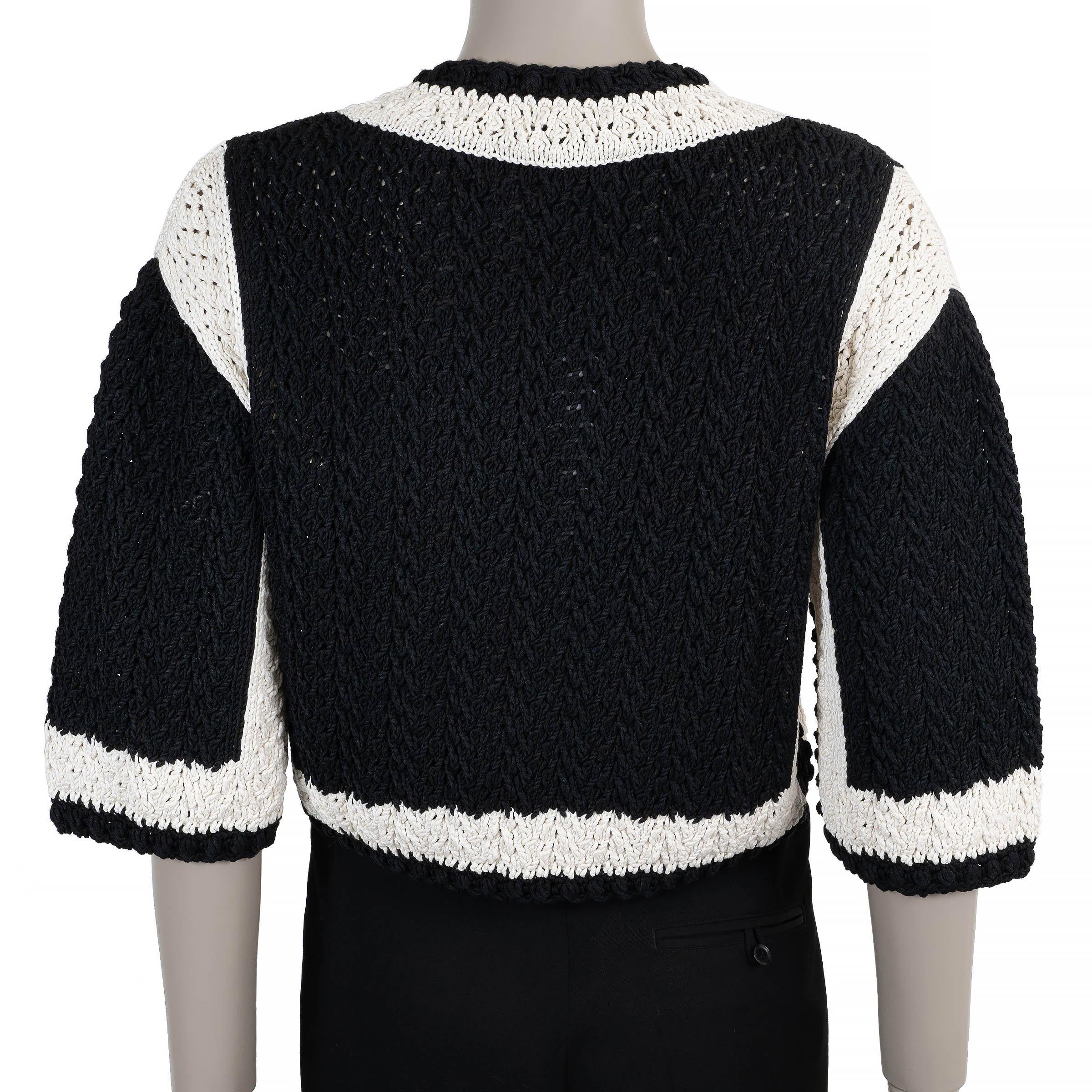 Noir Chanel noir soie et coton 22C DUBAI CROCHET Cardigan Pull 36 XS en vente
