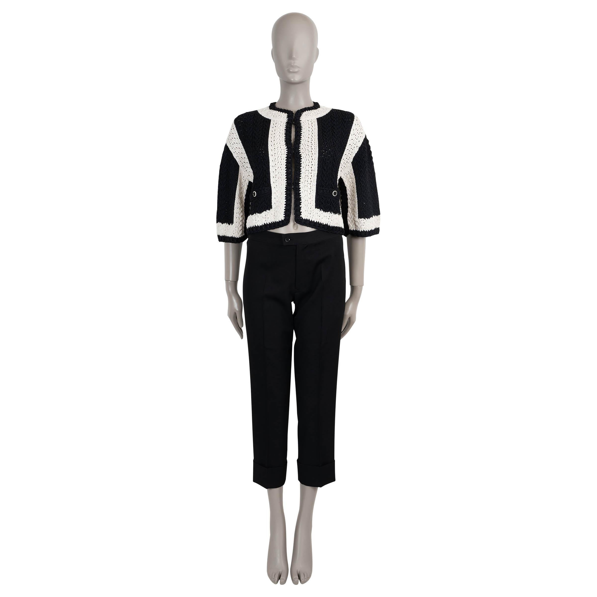 Chanel noir soie et coton 22C DUBAI CROCHET Cardigan Pull 36 XS Pour femmes en vente