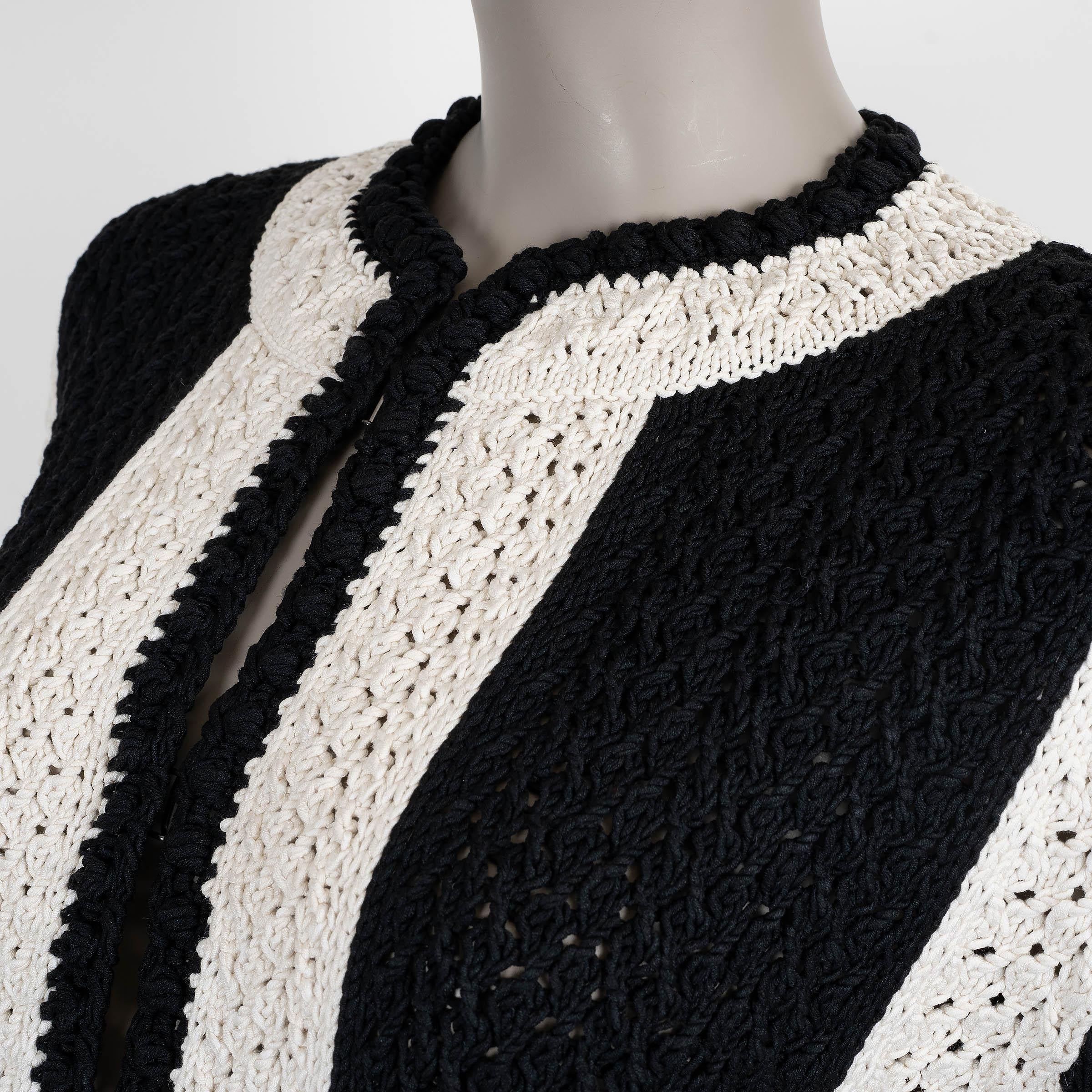 Chanel noir soie et coton 22C DUBAI CROCHET Cardigan Pull 36 XS en vente 1