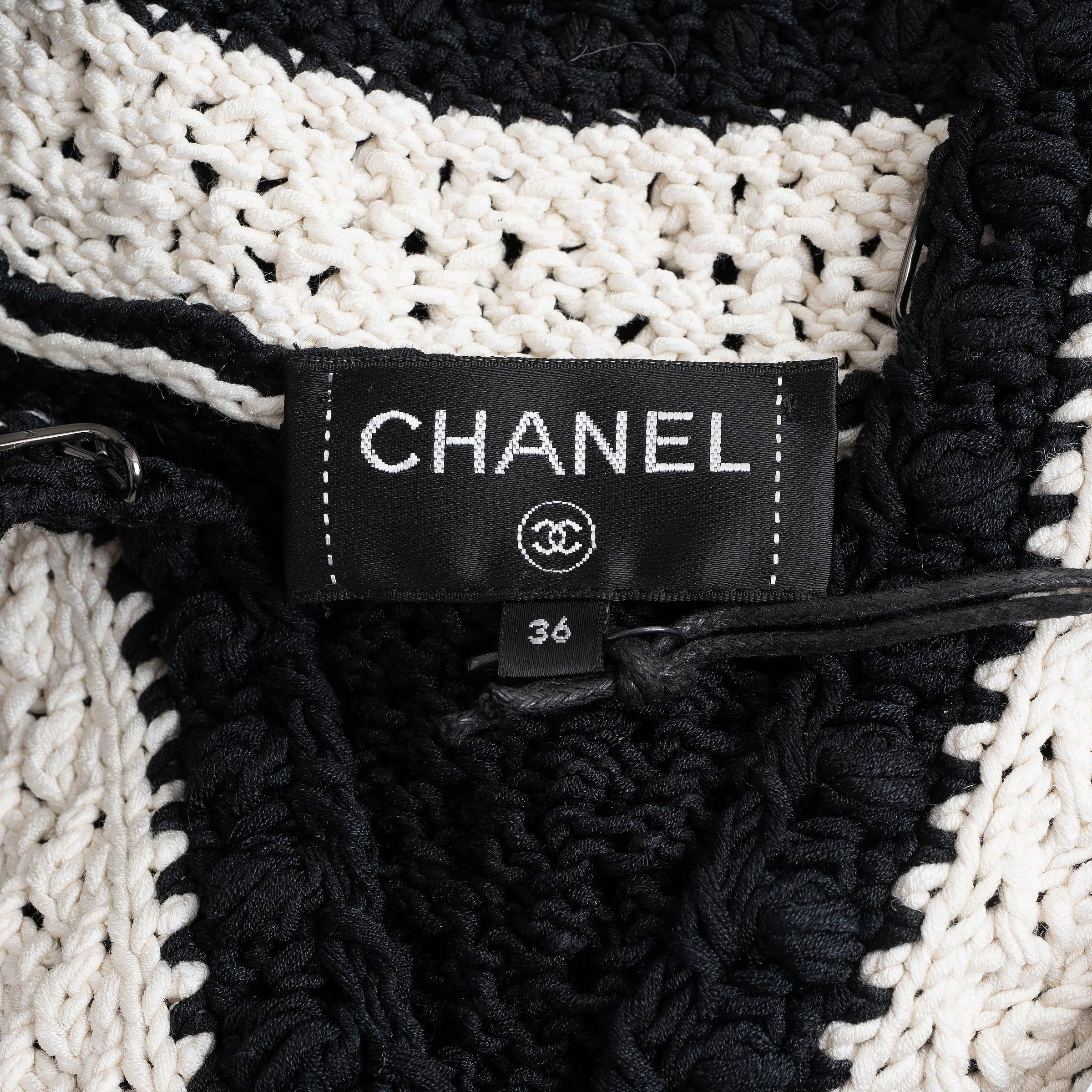 Chanel noir soie et coton 22C DUBAI CROCHET Cardigan Pull 36 XS en vente 3