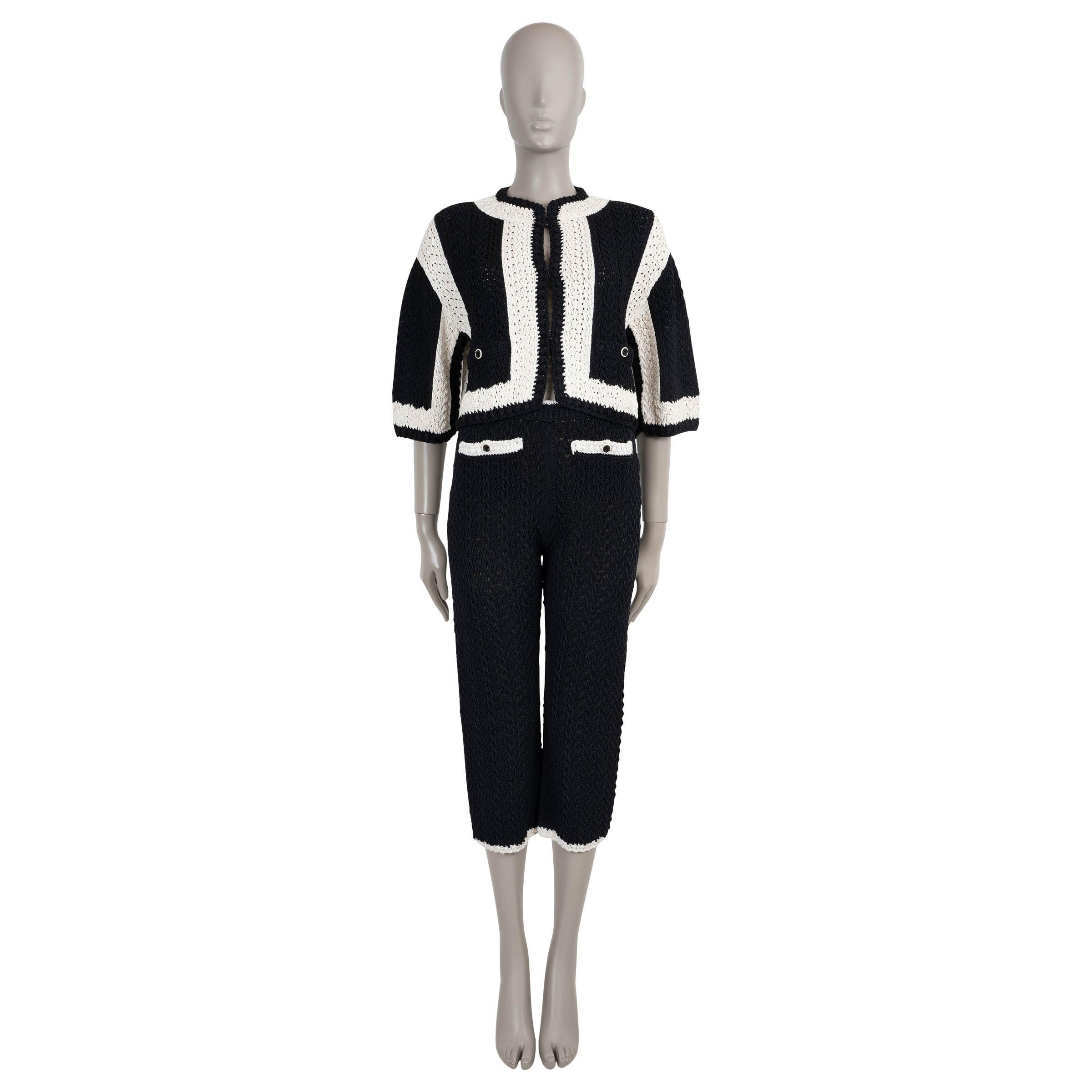 Chanel noir soie et coton 22C DUBAI CROCHET Cardigan Pull 36 XS en vente 4