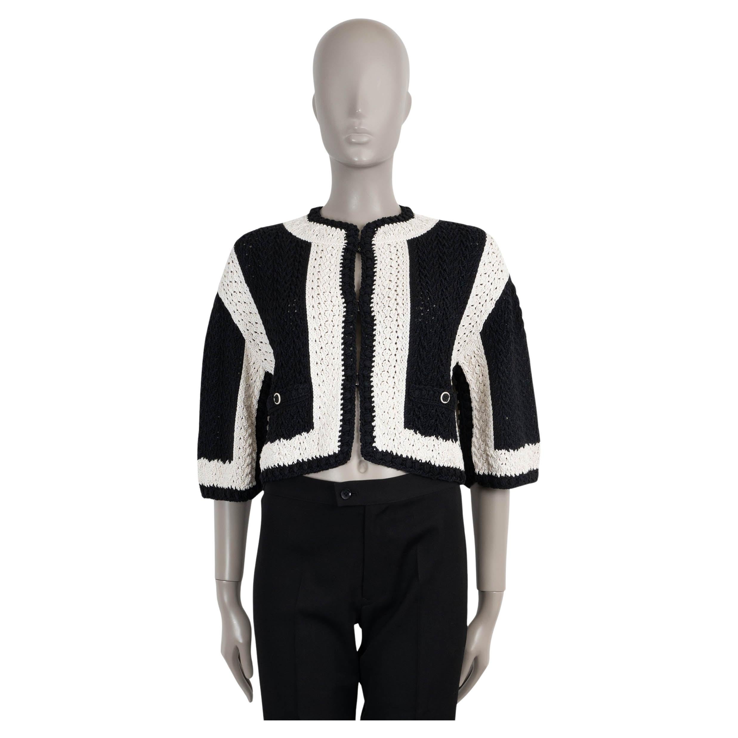 Chanel noir soie et coton 22C DUBAI CROCHET Cardigan Pull 36 XS en vente