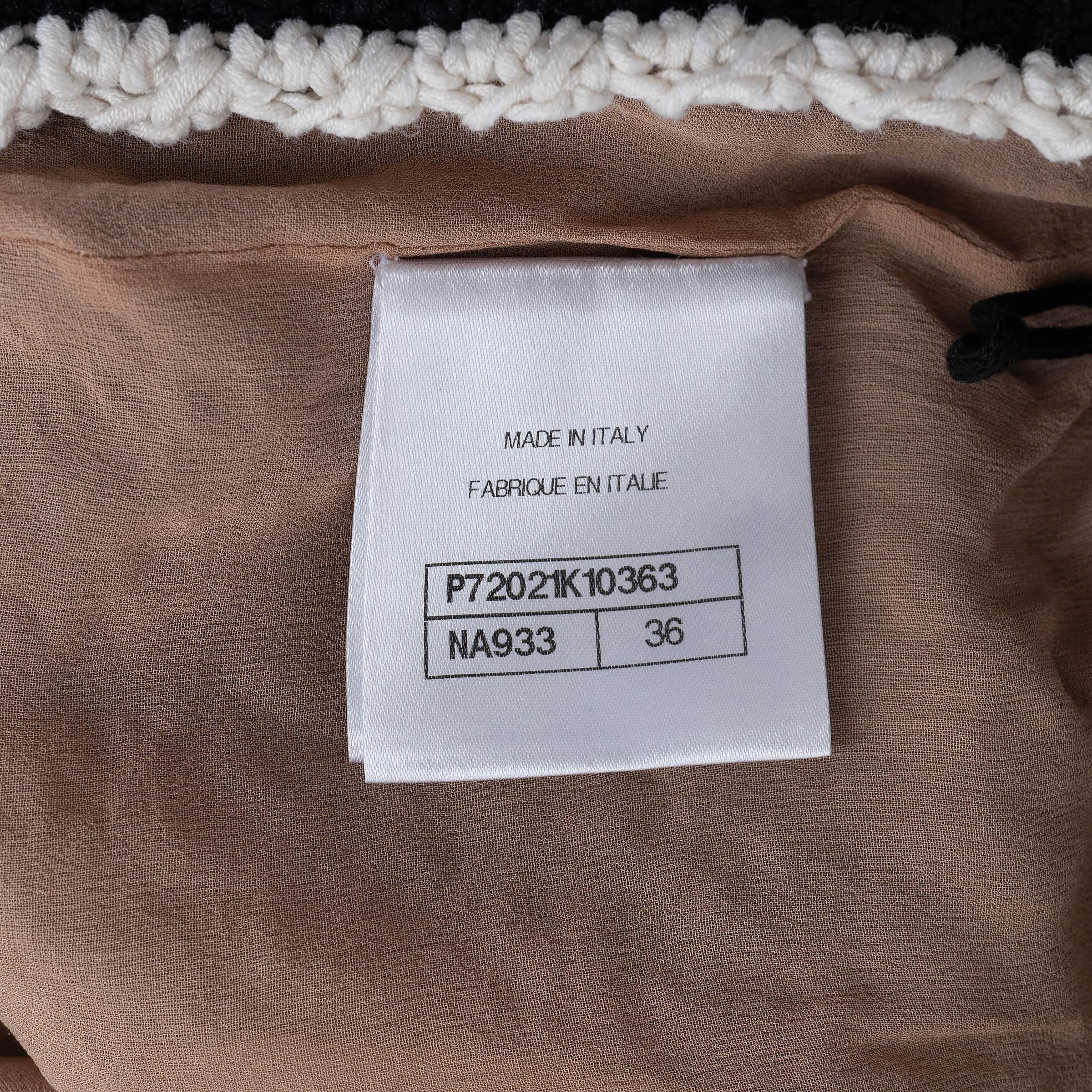 CHANEL black silk & cotton 22C DUBAI CROCHET CROPPED Pants 36 XS For Sale 2