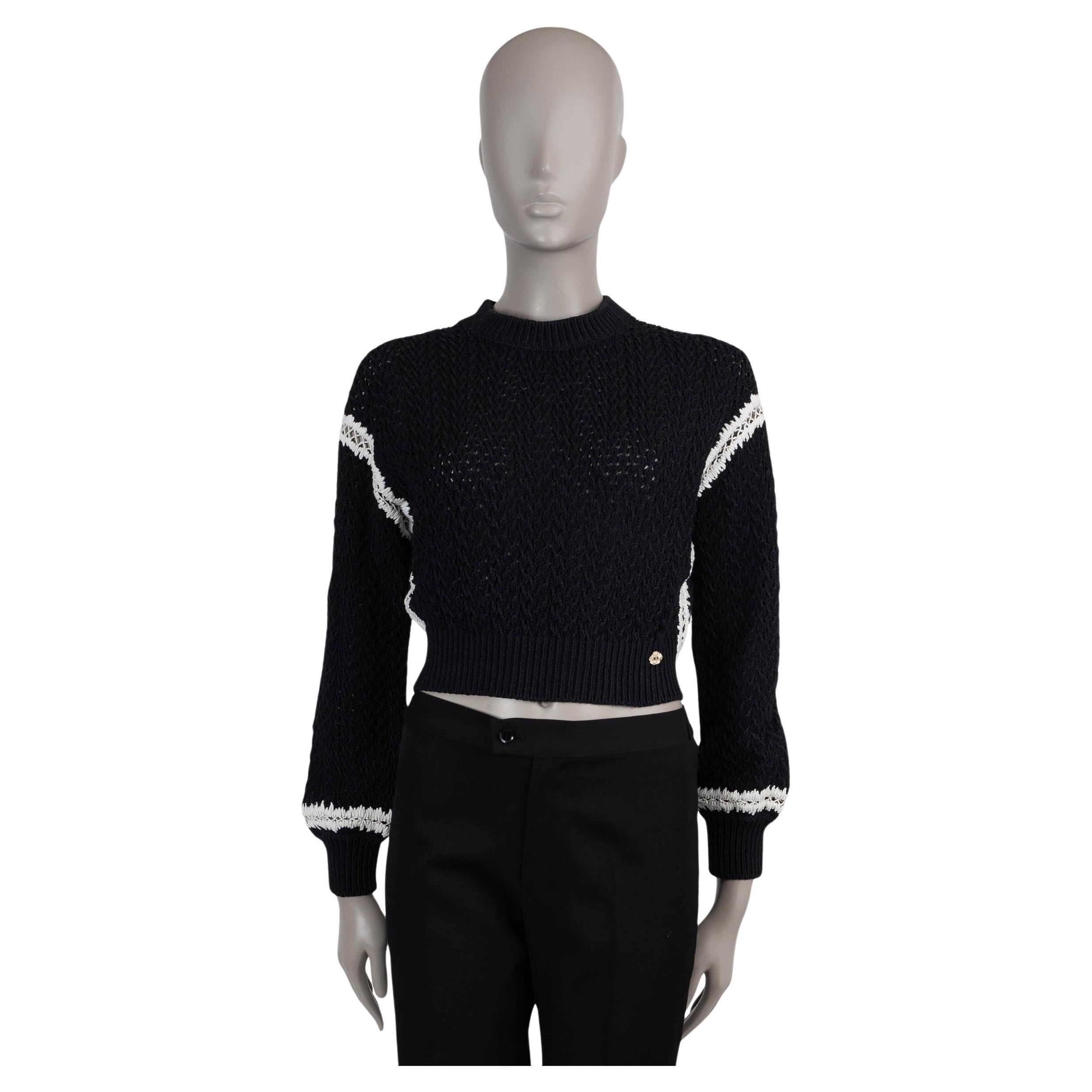 Chanel maglione nero in seta e cotone 22C DUBAI CROCHET 36 XS