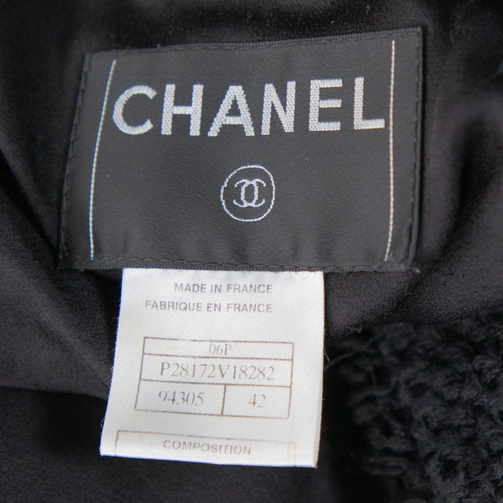 Chanel Black Silk & Cotton Fringed Button Front Jacket L 3