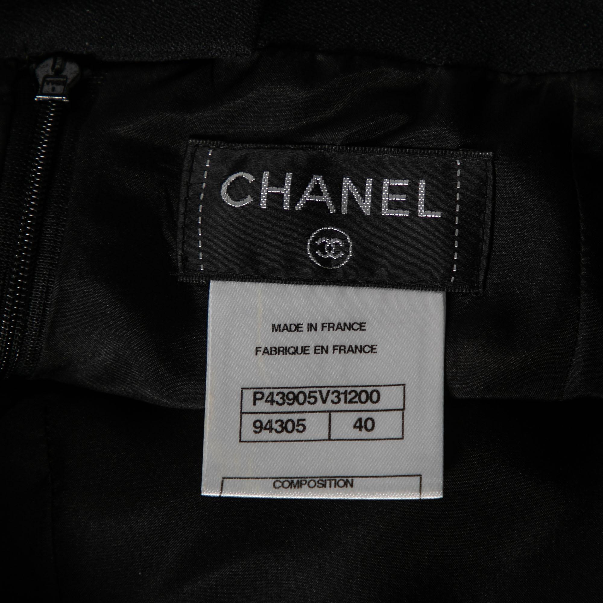 Women's Chanel Black Silk Crepe Draped Skirt M For Sale