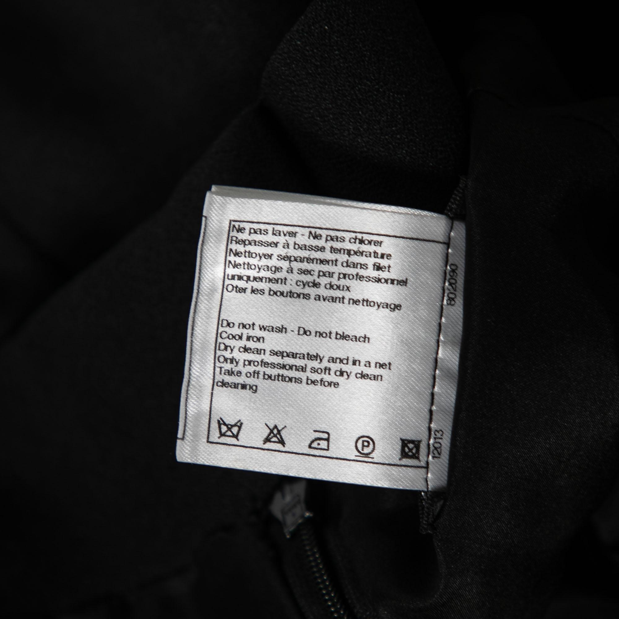 Chanel Black Silk Crepe Draped Skirt M For Sale 1