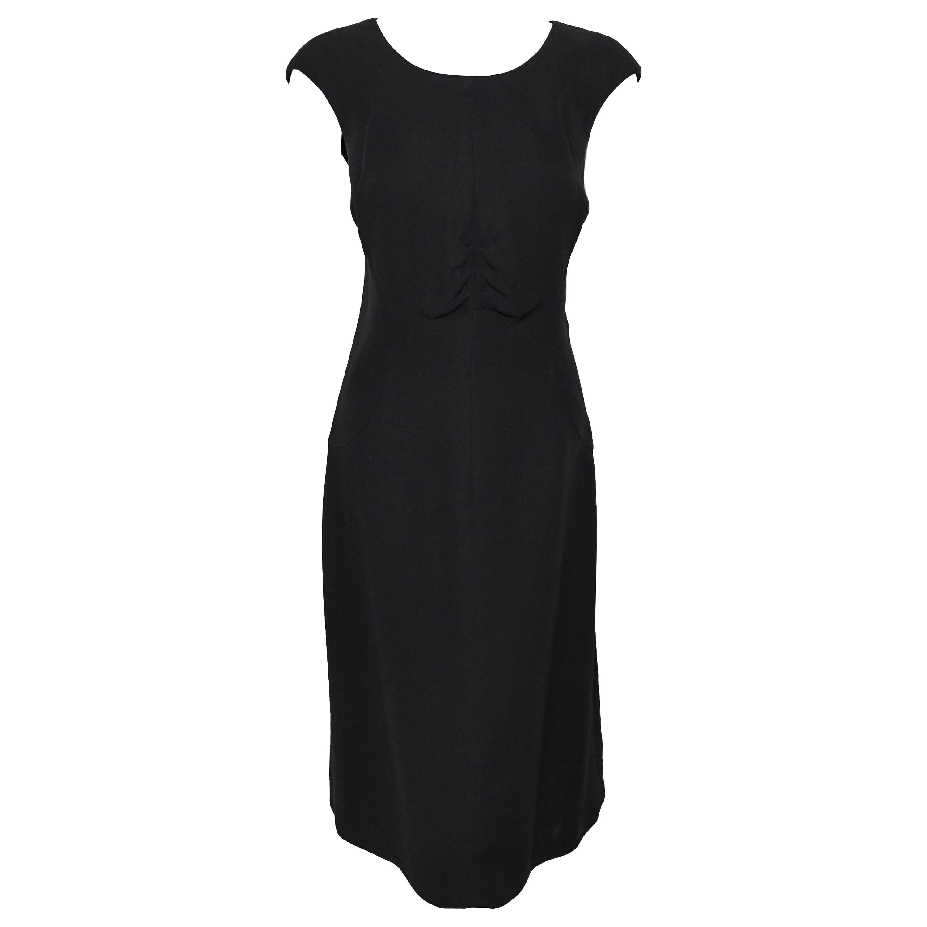black silk sheath dress
