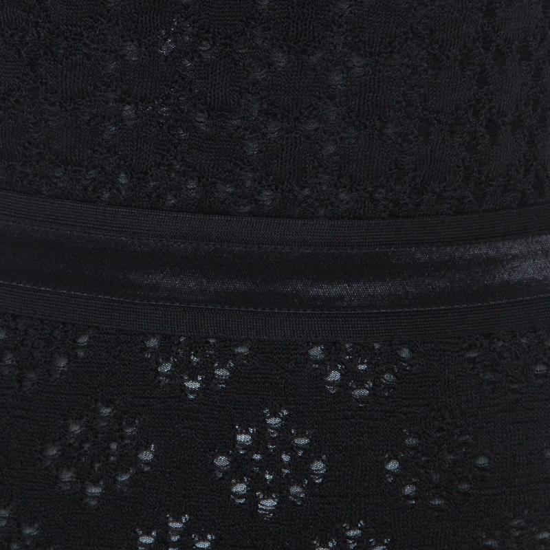 Women's Chanel Black Silk Crochet Lace Overlay Sleeveless Sheath Dress S