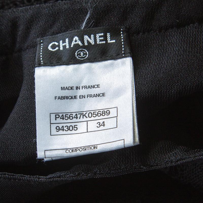 Chanel Black Silk Crochet Lace Overlay Sleeveless Sheath Dress S 1