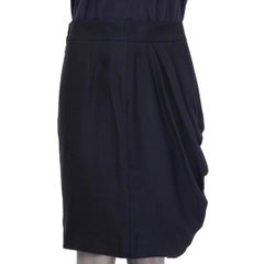 CHANEL black silk DRAPED Skirt 40 M