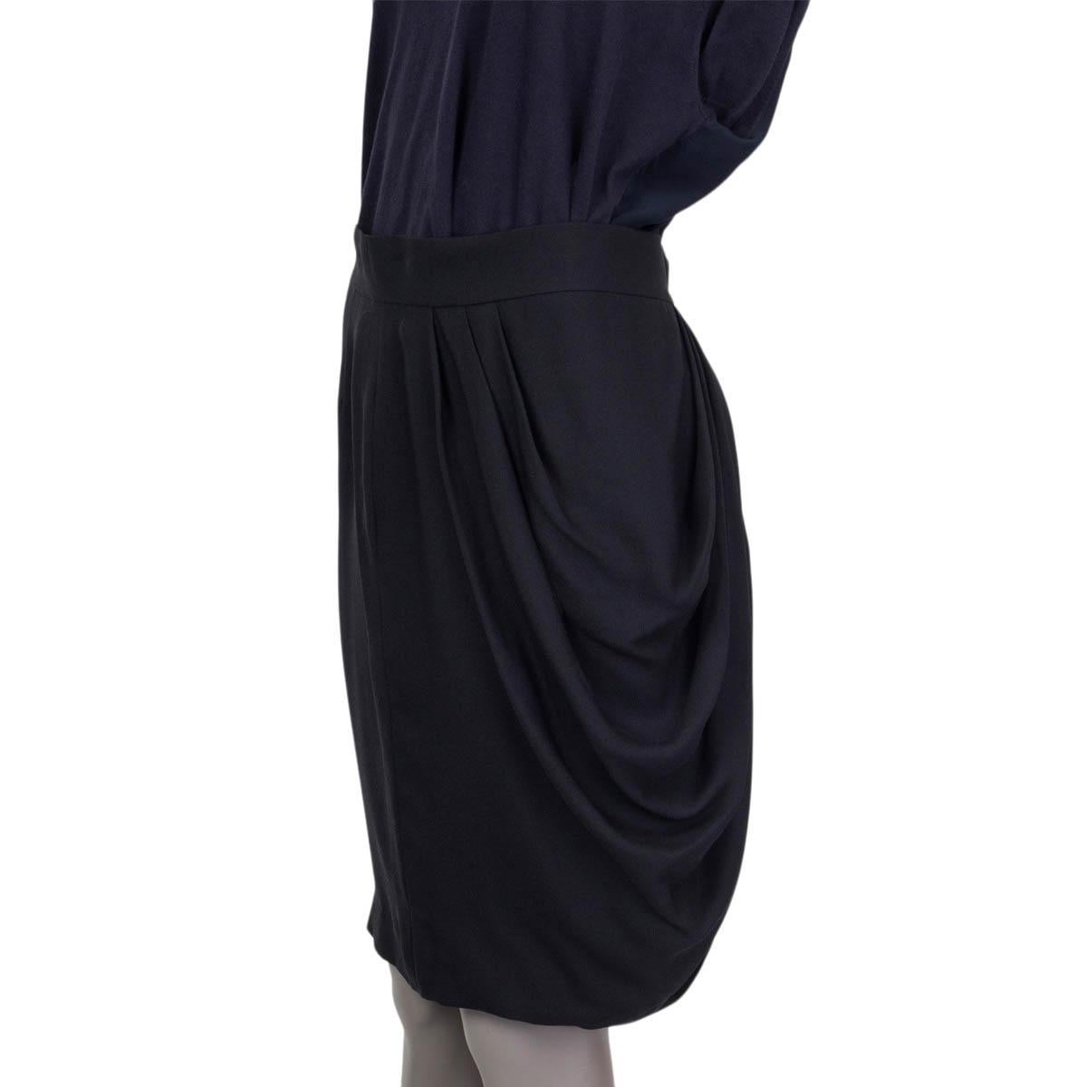 Black CHANEL black silk DRAPED Skirt 40 M For Sale