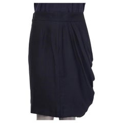 CHANEL black silk DRAPED Skirt 40 M