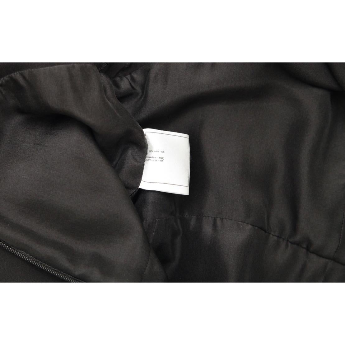 CHANEL Black Dress Silk 3/4 Sleeve Bateau Neck Shift Midi Length Sz 40 2012 12C 4