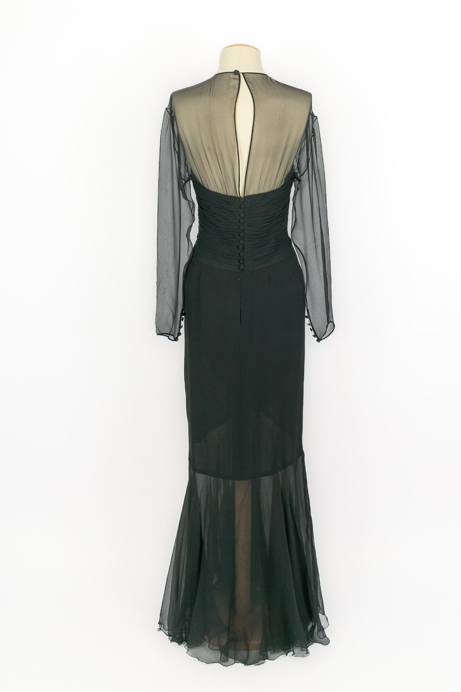Chanel black silk dress en venta 1
