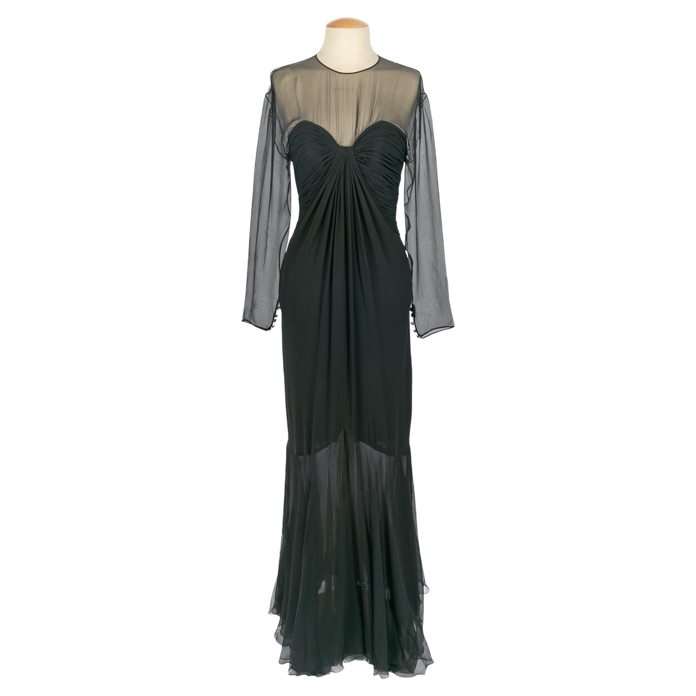 Chanel black silk dress en venta