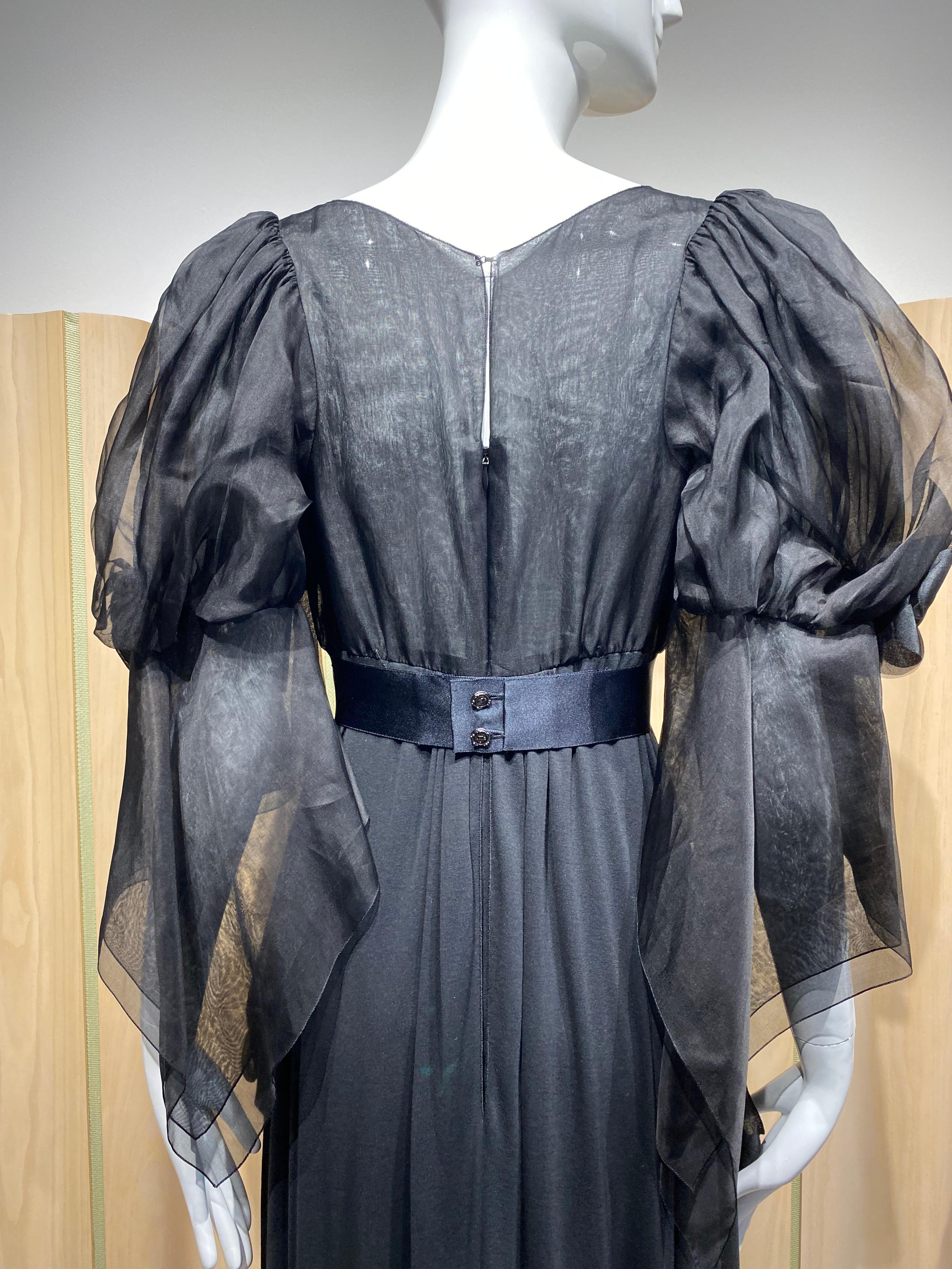 Chanel Black Silk Gown with Dramatic sleeve 5