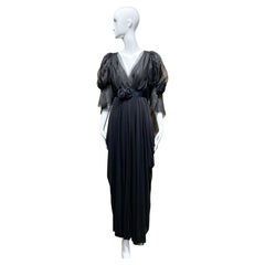 Chanel Black Silk Gown with Dramatic sleeve