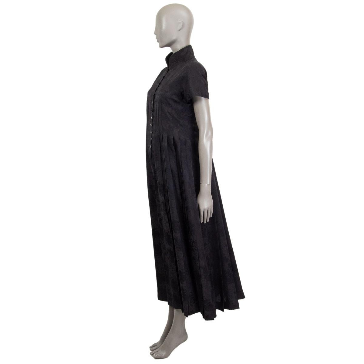 CHANEL black silk jacquard Short Sleeve Blouse Dress 38 S 1