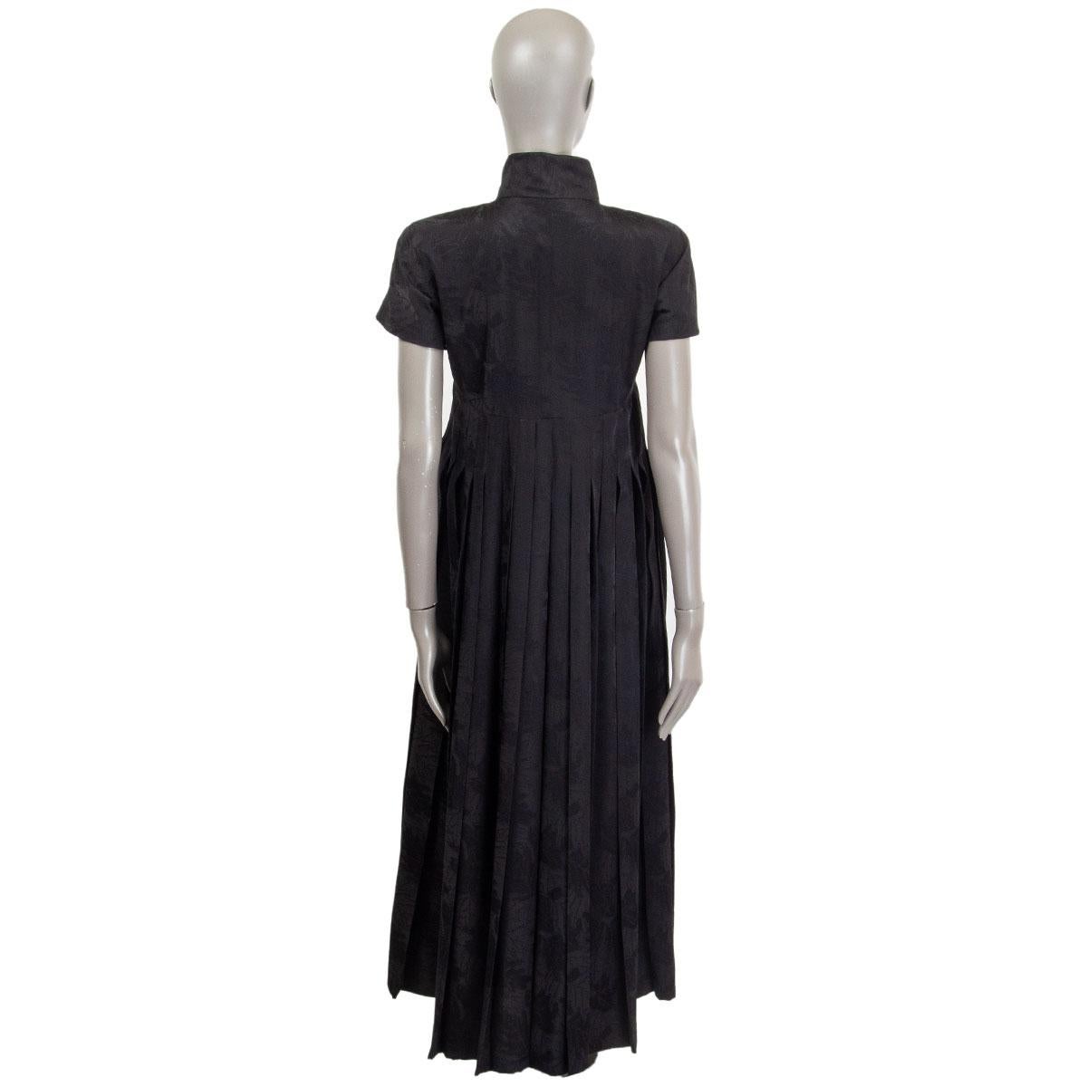 CHANEL black silk jacquard Short Sleeve Blouse Dress 38 S 2