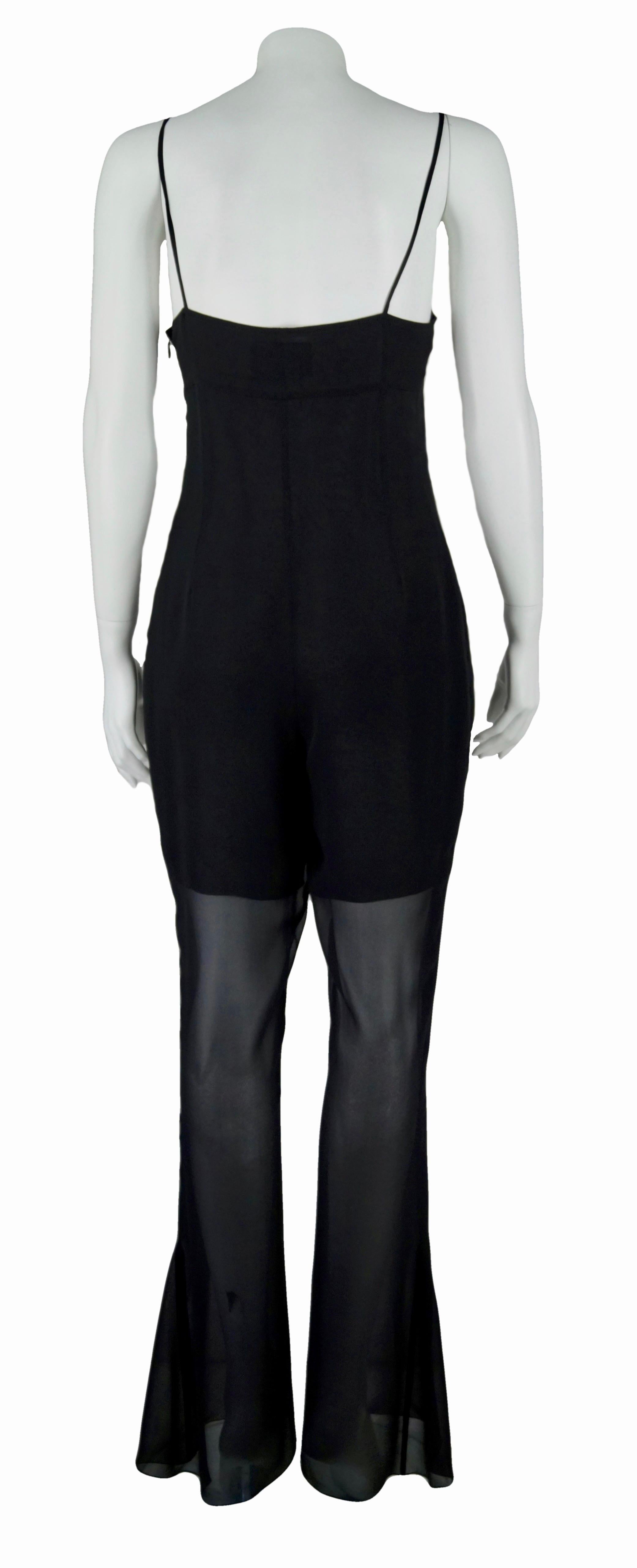 Black CHANEL black silk jumpsuit FR 38  Spring 2002  02P