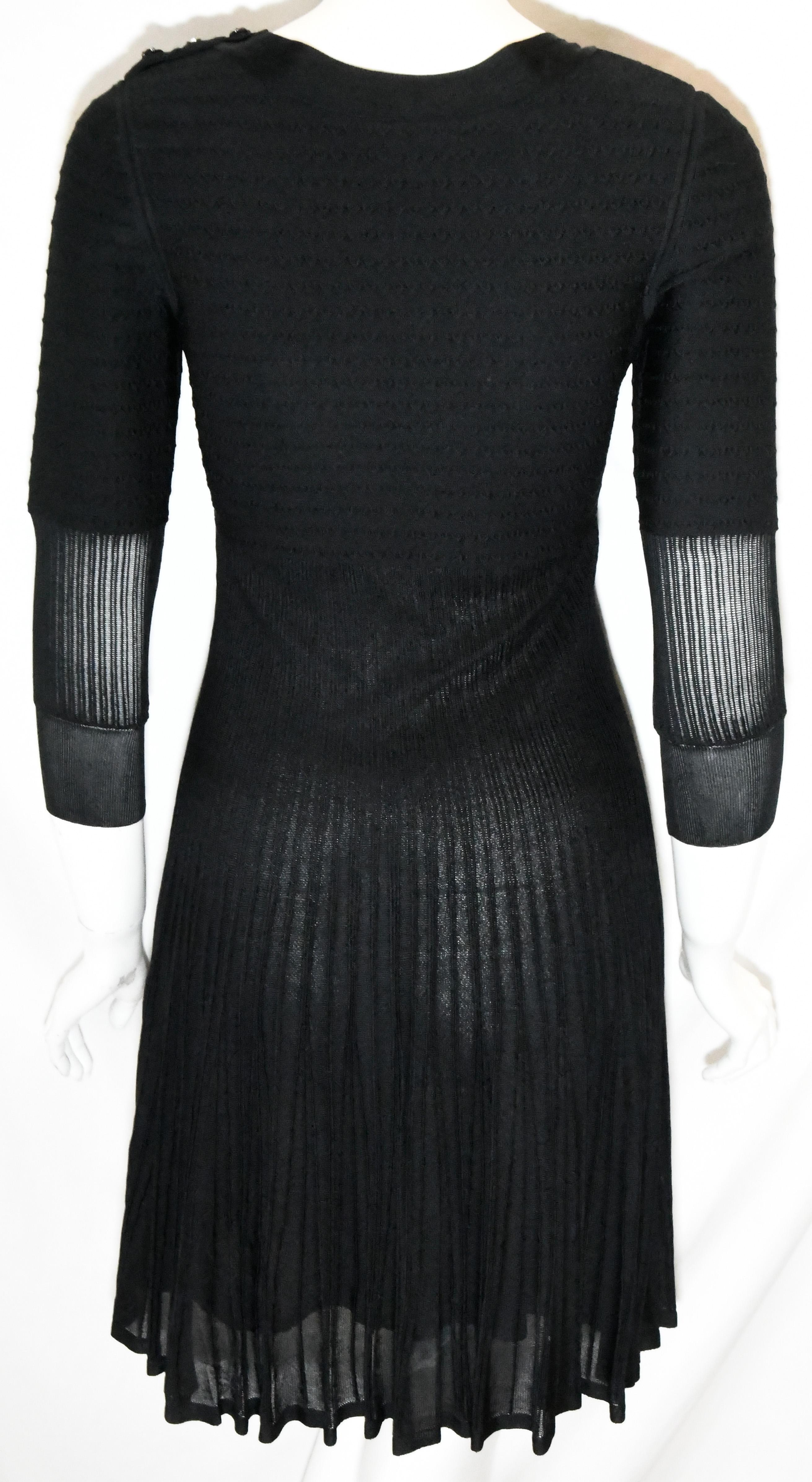 Chanel Black Silk Long Sleeve From the 2009 Cruise Collection Dress In Excellent Condition For Sale In Palm Beach, FL