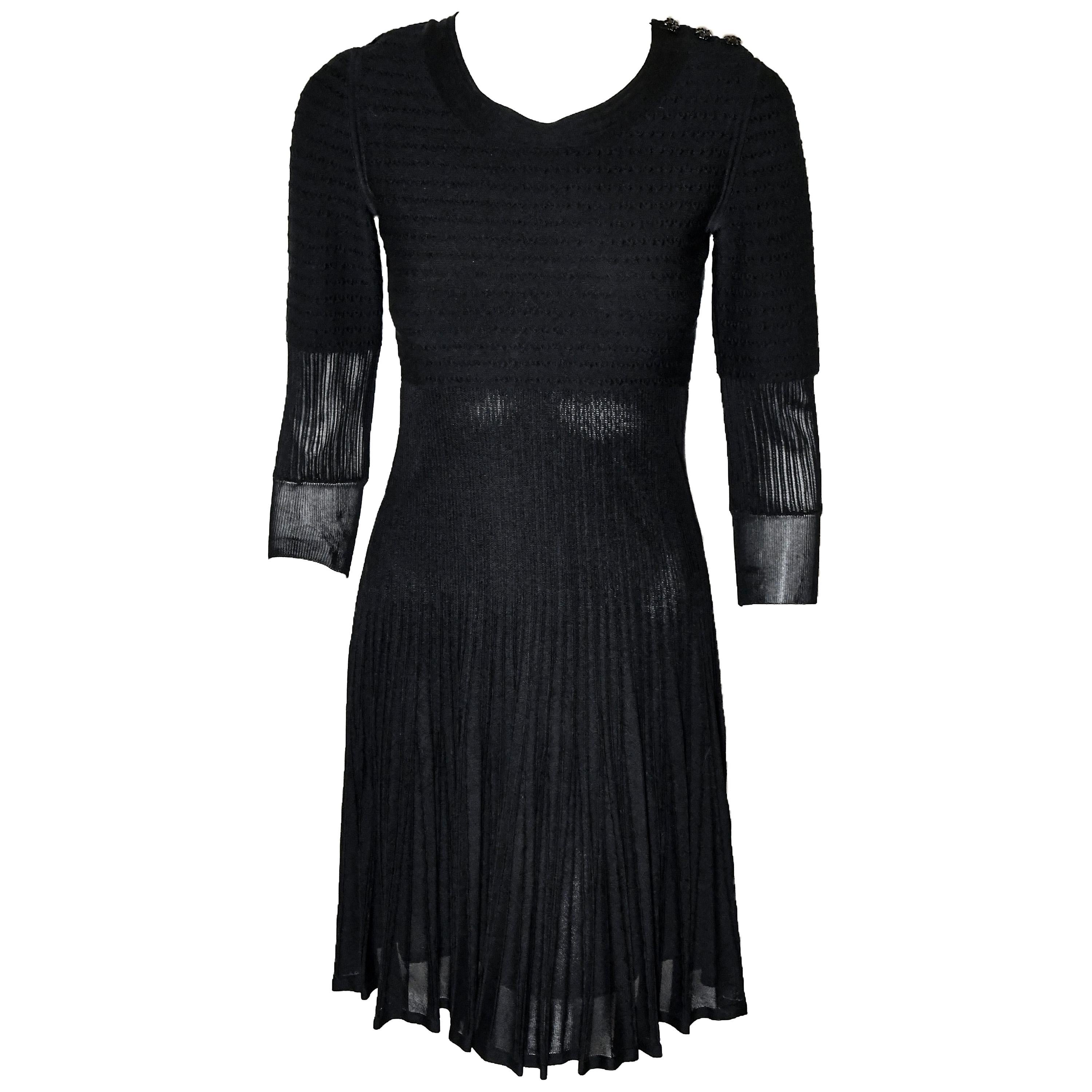 Chanel Black Silk Long Sleeve From the 2009 Cruise Collection Dress For Sale