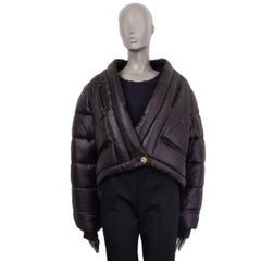 CHANEL black silk PARIS MOSCOW Puffer Down Jacket 46 XXL